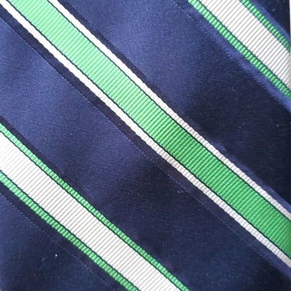 NWT IKE BEHAR BLUE GREEN STRIPED SILK TIE 3.75" by 58.5" - Picture 1 of 7